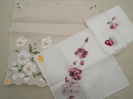 photo of vintage hankies lot, fine cotton & linen handkerchiefs w/ Swiss embroidery #4