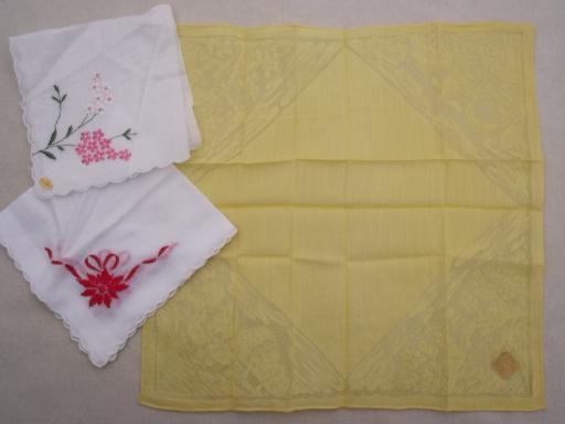 photo of vintage hankies lot, fine cotton & linen handkerchiefs w/ Swiss embroidery #6