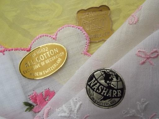 photo of vintage hankies lot, fine cotton & linen handkerchiefs w/ Swiss embroidery #7