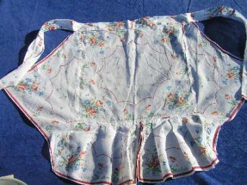 catalog photo of vintage hanky apron, lovely flowers!