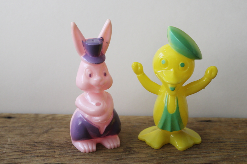 photo of vintage hard plastic Easter bunny & duck toys, Rosbro or Knickerbocker  #1