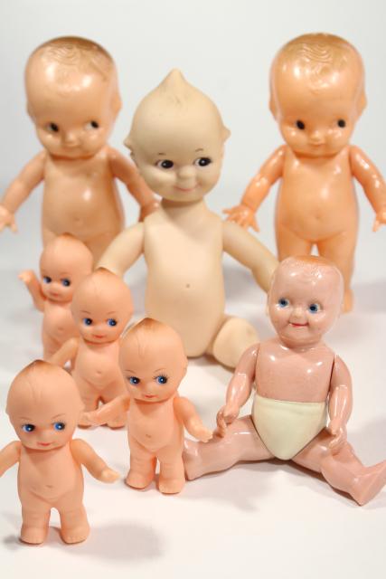 photo of vintage hard plastic baby dolls & kewpie dolls, cherub babies to dress in doll clothes #1