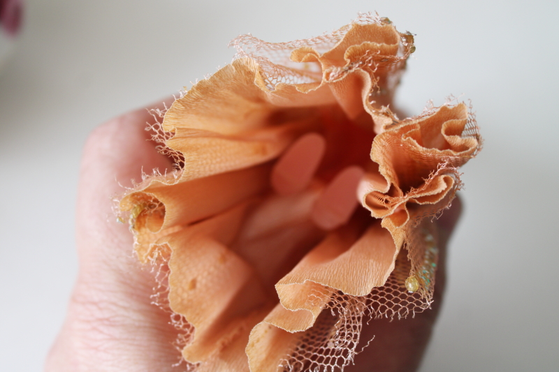 photo of vintage hard plastic celluloid doll, pink crepe paper dress prom or birthday girl cake topper or decoration  #5