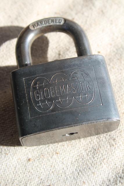 photo of vintage hardened steel locks, no keys - Slaymaker, Illinois, Globemaster, BiltRite #9