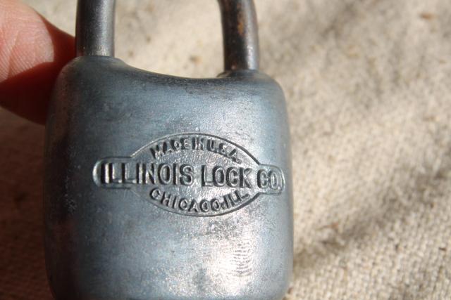 photo of vintage hardened steel locks, no keys - Slaymaker, Illinois, Globemaster, BiltRite #16