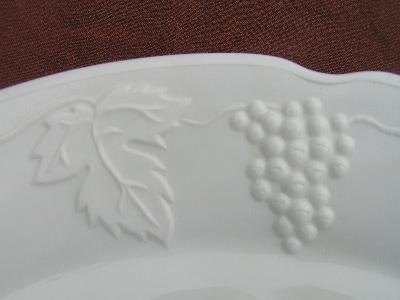 photo of vintage harvest grapes milk glass set for 4, platter #3