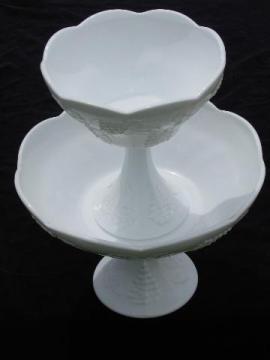 catalog photo of vintage harvest grapes milk glass tiered pedestal comports fruit stands