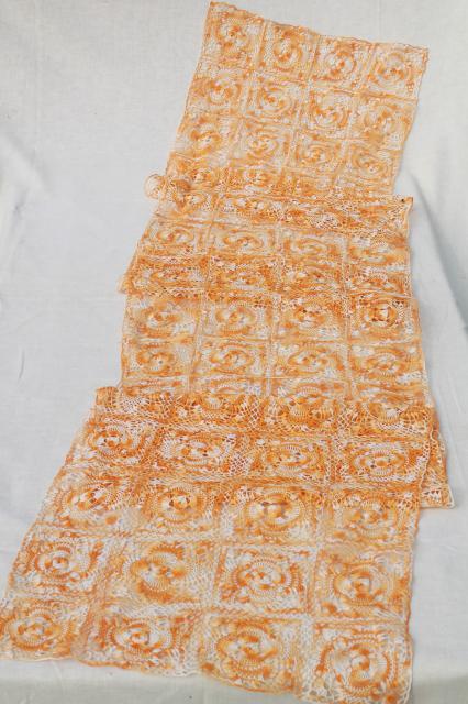 photo of vintage harvest table runner, farmhouse / country handmade crochet lace topper #1