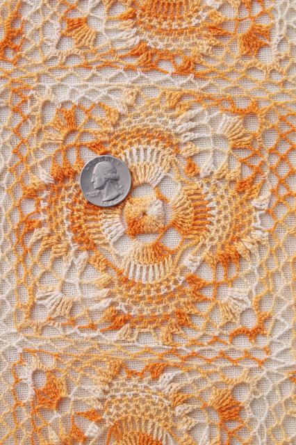 photo of vintage harvest table runner, farmhouse / country handmade crochet lace topper #3