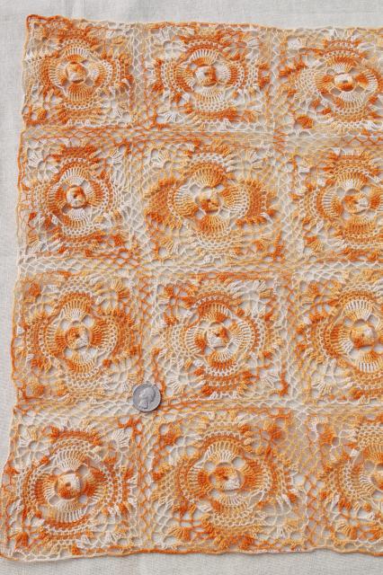 photo of vintage harvest table runner, farmhouse / country handmade crochet lace topper #4