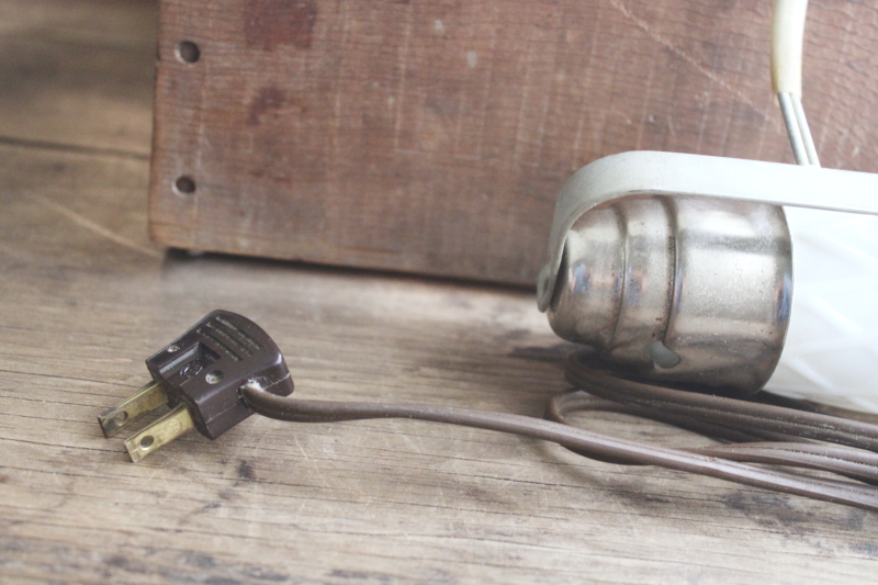 photo of vintage headboard bed lamp, reading or night light w/ embossed milk glass cylinder shade  #6