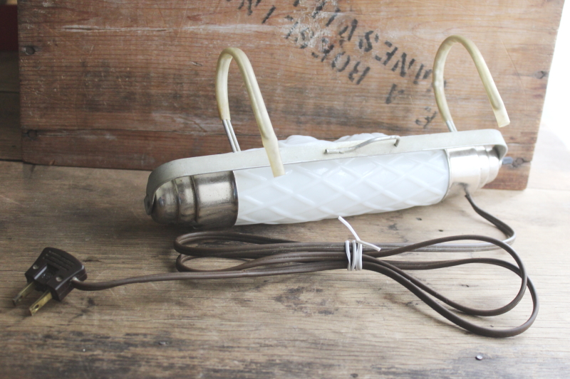 photo of vintage headboard bed lamp, reading or night light w/ embossed milk glass cylinder shade  #7