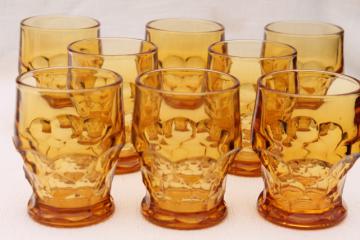 catalog photo of vintage heavy amber glass tumblers, Viking Georgian drinking glasses set of 8