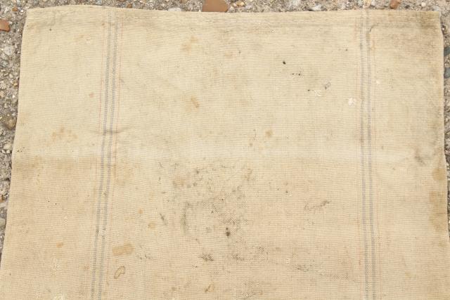 photo of vintage heavy cotton grain sack, farm country primitive Aurora Mills striped seamless feed bag #3