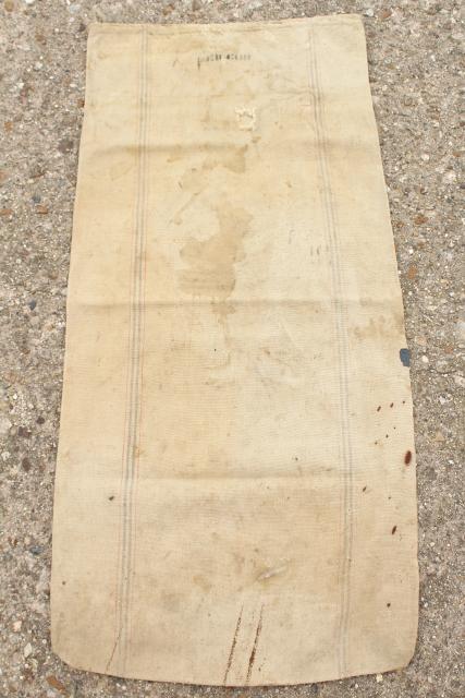 photo of vintage heavy cotton grain sack, farm country primitive Aurora Mills striped seamless feed bag #4