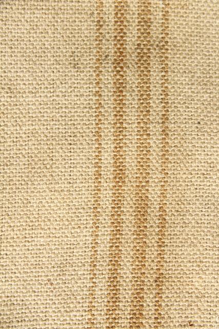 photo of vintage heavy cotton grain sack, striped seamless feed bag, primitive grubby antique fabric #7