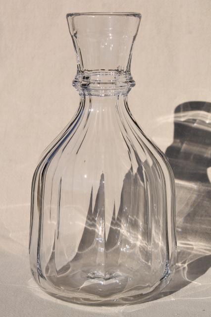 photo of vintage heavy hand blown glass decanter, clear crystal open neck bottle #1