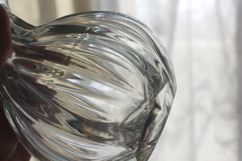 photo of vintage heavy hand blown glass vase set for flowers or bulb vases, crystal clear glass #5