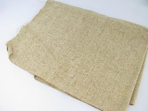 photo of vintage heavy nubby cotton fabric for rug backing canvas, hooked or embroidered rugs #1