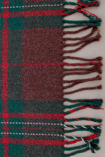 photo of vintage heavy plaid wool camp blanket w/ old Chase label, Troy Blanket Mills #3