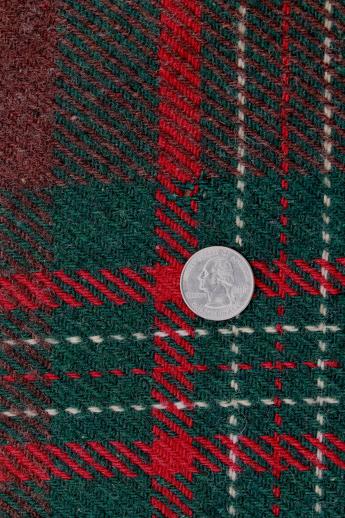 photo of vintage heavy plaid wool camp blanket w/ old Chase label, Troy Blanket Mills #4