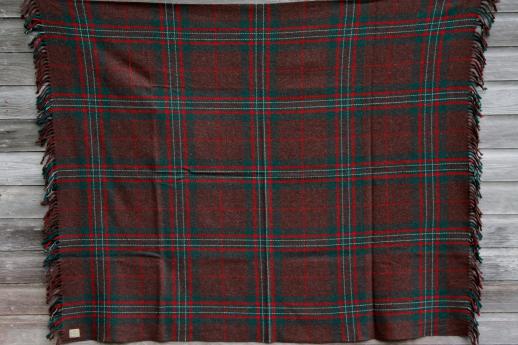 photo of vintage heavy plaid wool camp blanket w/ old Chase label, Troy Blanket Mills #7