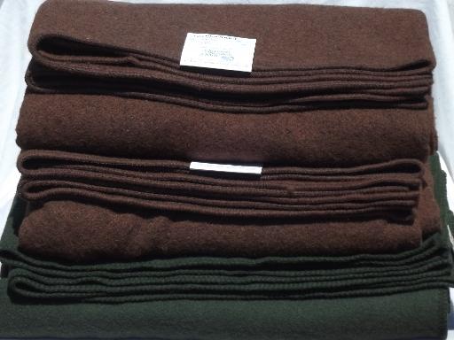 photo of vintage heavy thick wool camp blankets, never used Amana and Faribault #1