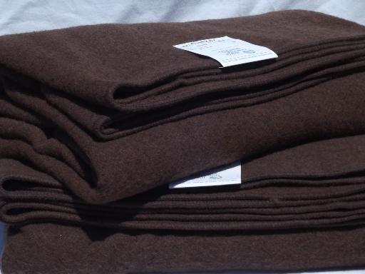 photo of vintage heavy thick wool camp blankets, never used Amana and Faribault #5