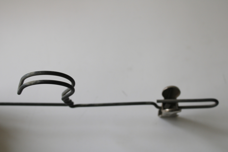 photo of vintage heavy twisted wire clothes hangers w/ study metal spring clips, skirt or fabric hangers set of four  #3