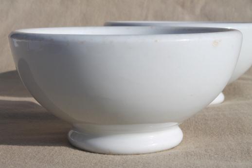 photo of vintage heavy white ironstone china bowls, footed bowls w/ cafe au lait bowl shape #3