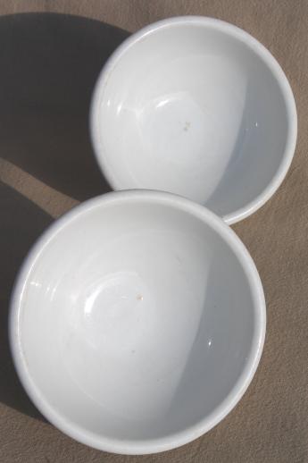 photo of vintage heavy white ironstone china bowls, footed bowls w/ cafe au lait bowl shape #4