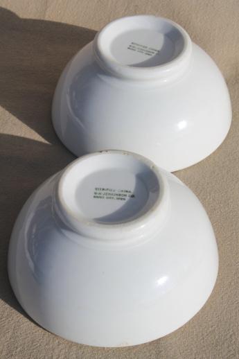 photo of vintage heavy white ironstone china bowls, footed bowls w/ cafe au lait bowl shape #5