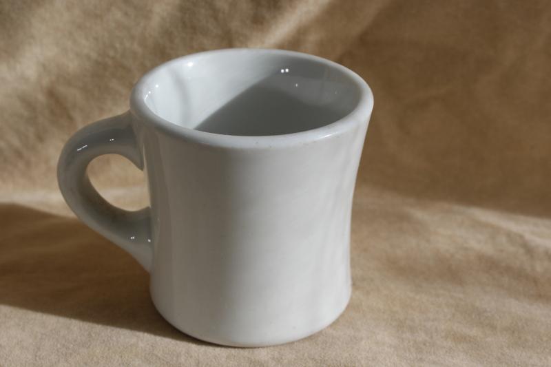 photo of vintage heavy white ironstone china coffee mug, diner style restaurant ware #1