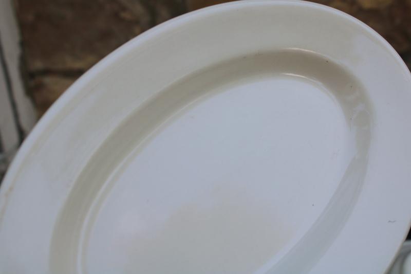 photo of vintage heavy white ironstone china platters or oval plates stack of four #3