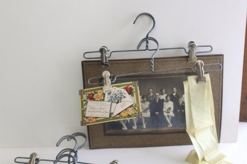 photo of vintage heavy wire hangers w/ spring clips - hang or organize art, paperwork, fabric etc. #3