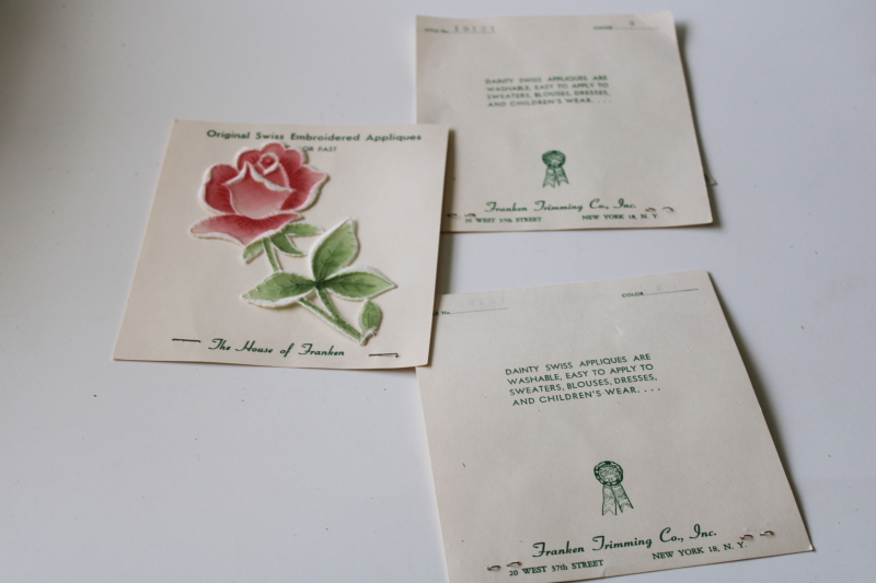photo of vintage heirloom sewing notions, Swiss embroidery sheer cotton embroidered roses appliques  #4