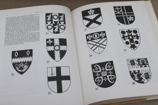 photo of vintage heraldry design w/ color coat of arms illustrations shields, charges & crests #3