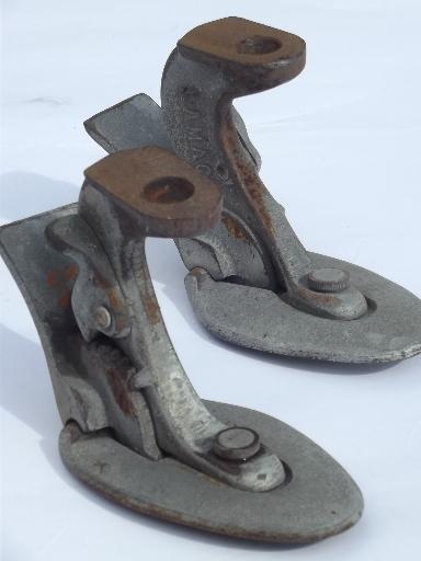 photo of vintage high heel shoe lasts, adjustable cast iron cobbler forms for heels #1