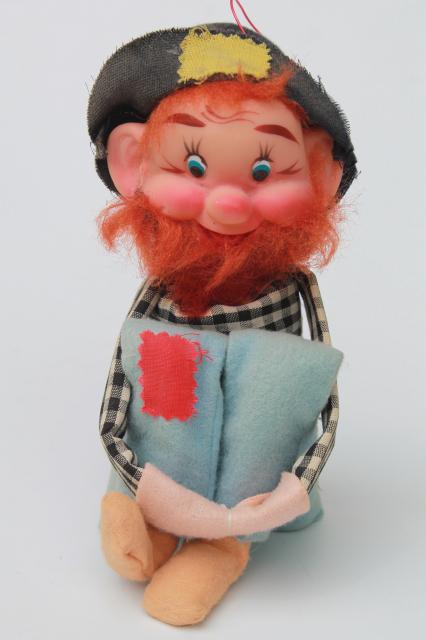 photo of vintage hillbilly mountain man redneck knee hugger doll, large felt pixie made in Japan #2