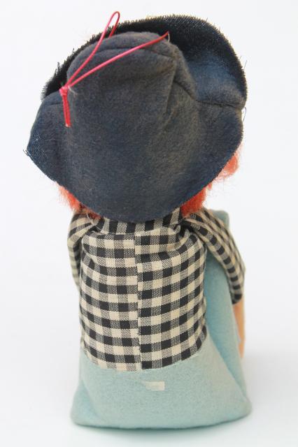 photo of vintage hillbilly mountain man redneck knee hugger doll, large felt pixie made in Japan #4