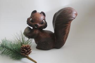 catalog photo of vintage hobbyist ceramic squirrel large figurine or yard ornament Atlantic mold design 