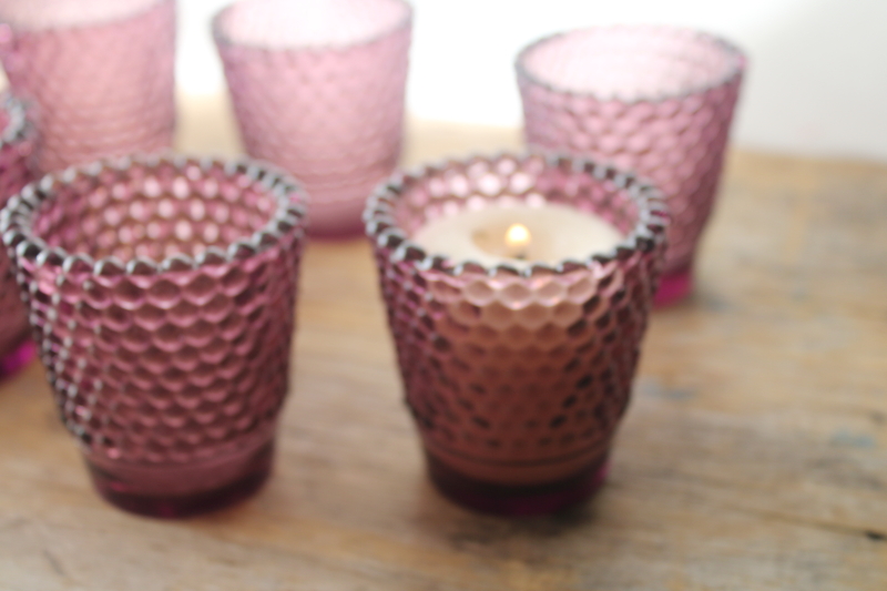 photo of vintage hobnail amethyst glass votive candle holders set of 8, Home Interiors Homeco Taiwan  #6