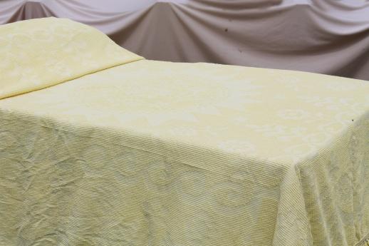photo of vintage hobnail chenille bedspread, sun yellow cotton candlewick type spread, Bates? #1
