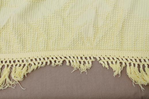 photo of vintage hobnail chenille bedspread, sun yellow cotton candlewick type spread, Bates? #2