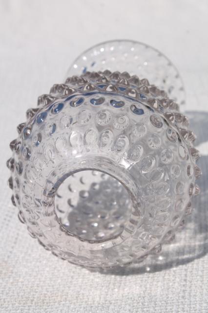photo of vintage hobnail glass ivy ball globe vase, crystal clear pressed pattern glass #3