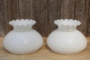 catalog photo of vintage hobnail glass lamp shade pair opal white milk glass replacement shades