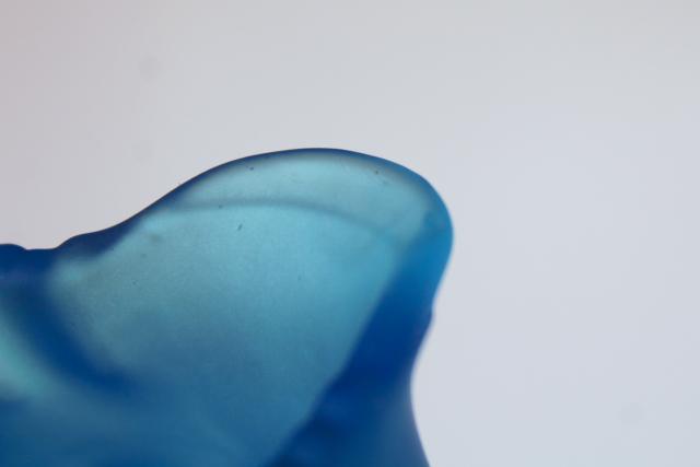 photo of vintage hobnail glass pitcher, blue mist satin frosted glass #8