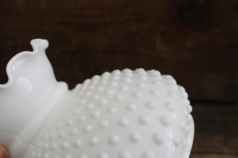 photo of vintage hobnail glass shade, white milk glass replacement shade for student lamp or light #4