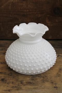 catalog photo of vintage hobnail glass shade, white milk glass replacement shade for student lamp or light