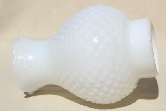 photo of vintage hobnail milk glass hurricane lampshade, chimney shade for oil lamp #2